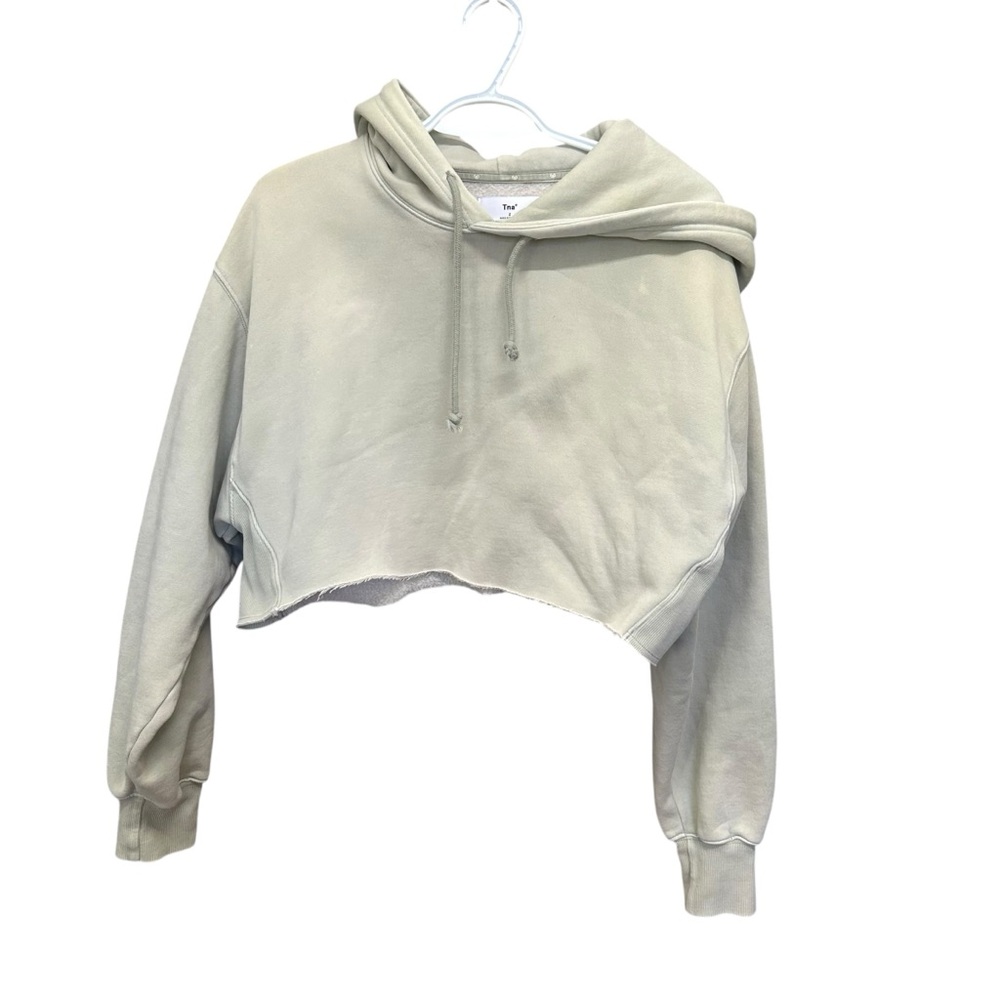 Aritzia TNA Cozy AF Fleece Cropped Hoodie - Sage Green - Size 2